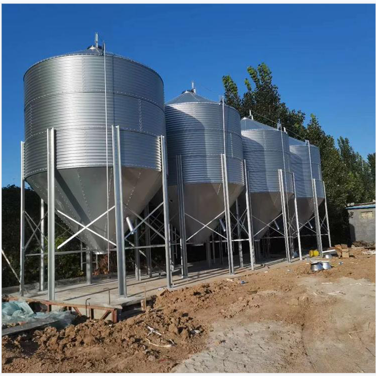 山东养殖场30吨料塔猪舍镀锌板料塔