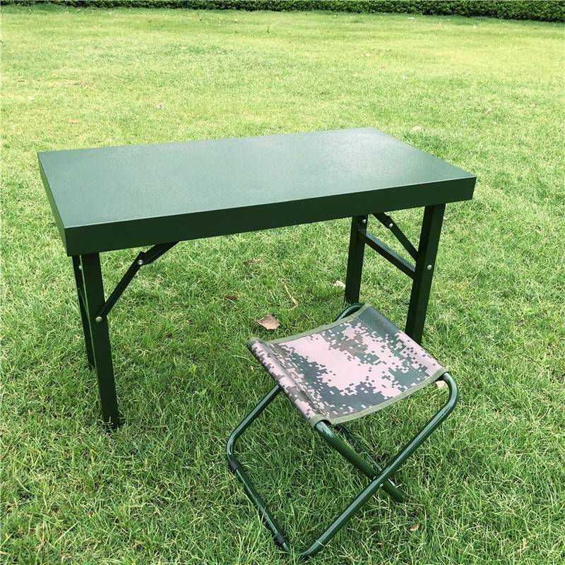 户外野战折叠桌军绿色折叠桌钢制折叠桌单人作业指挥桌
