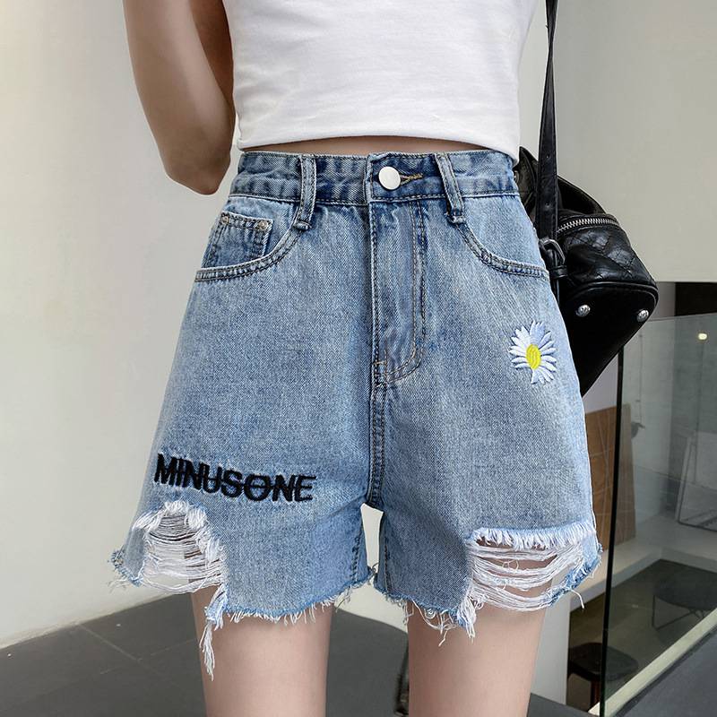 河南漯河5元以下服装批发女牛仔短裤松紧腰百搭个性女式短裤平价处理重庆批发市场哪个***