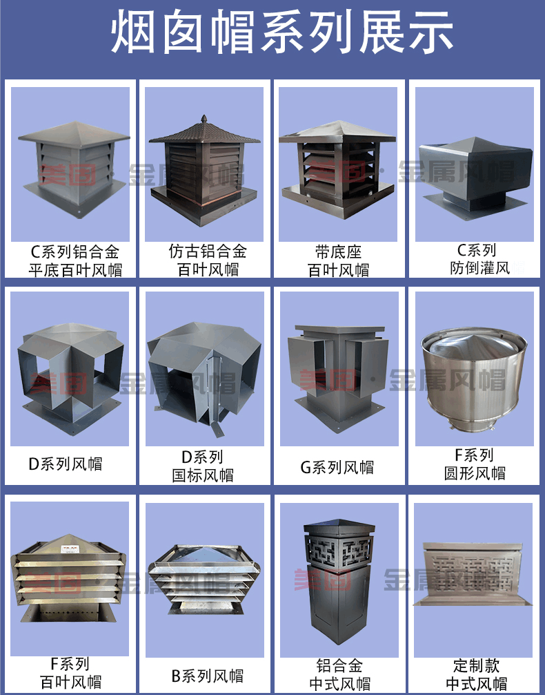 d系列四孔风帽防倒灌风帽屋顶屋面通风金属建筑风帽