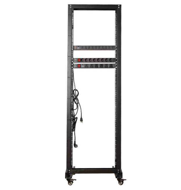 19英寸标准开放式机架2根u立柱单排底座服务器机柜