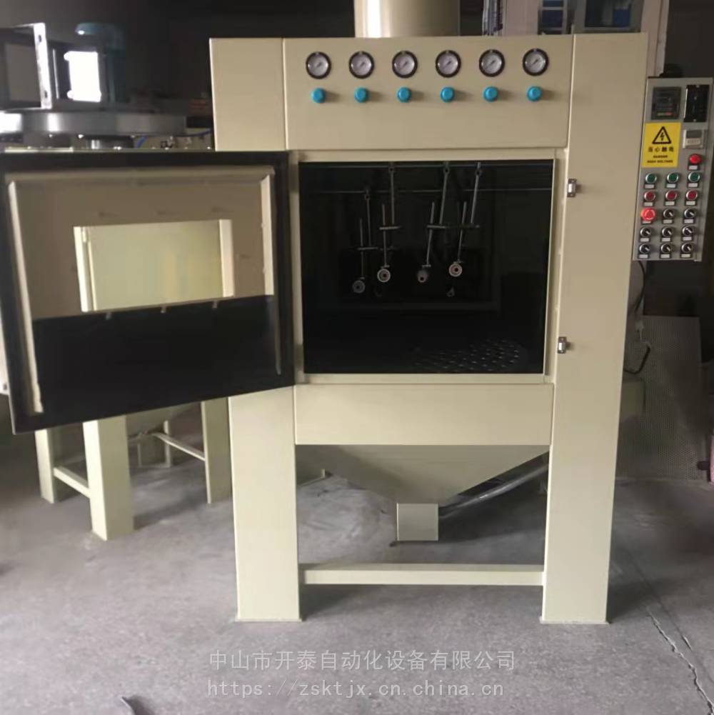 光学镀膜产品表面粗糙度处理 单转盘自动喷砂机 可加装手动喷枪