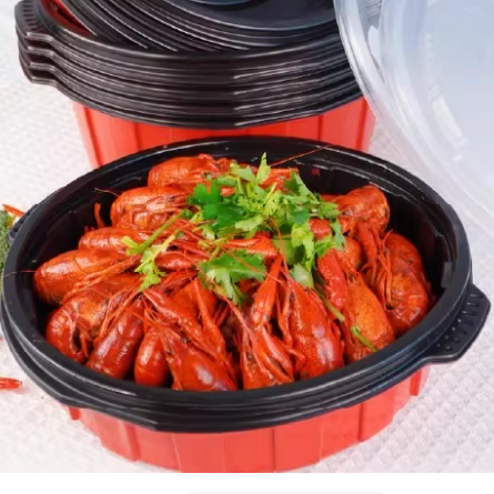 加厚小龙虾外卖打包盆 圆形大容量带盖 食品级防漏一次性餐盒