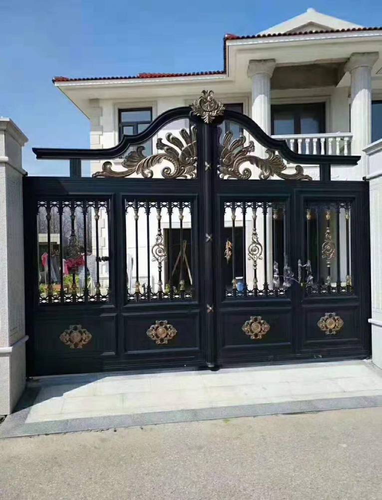 自动双开铝艺大门遥控电动