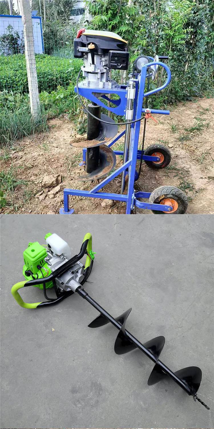 汽油动力挖坑机土地打孔种植机手推式独轮地钻机