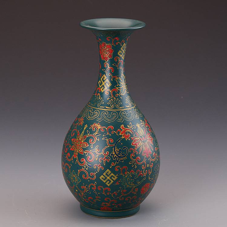 大清乾隆黑地珐琅彩缠枝观音瓶古董古玩仿古瓷器收藏摆件定制- 供应商网