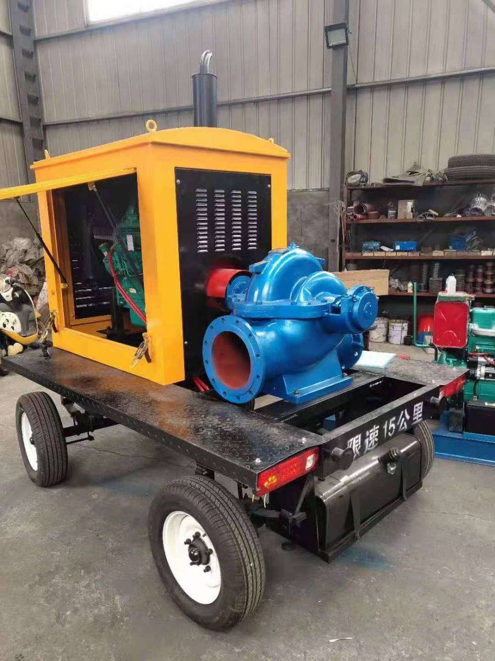 超大流量柴油机泵双吸中开泵800s22a流量5000方扬程12米进口800出口