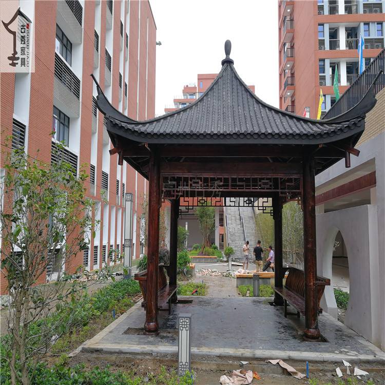 河南平顶山古建四角凉亭中式防腐木凉亭户外木质亭子