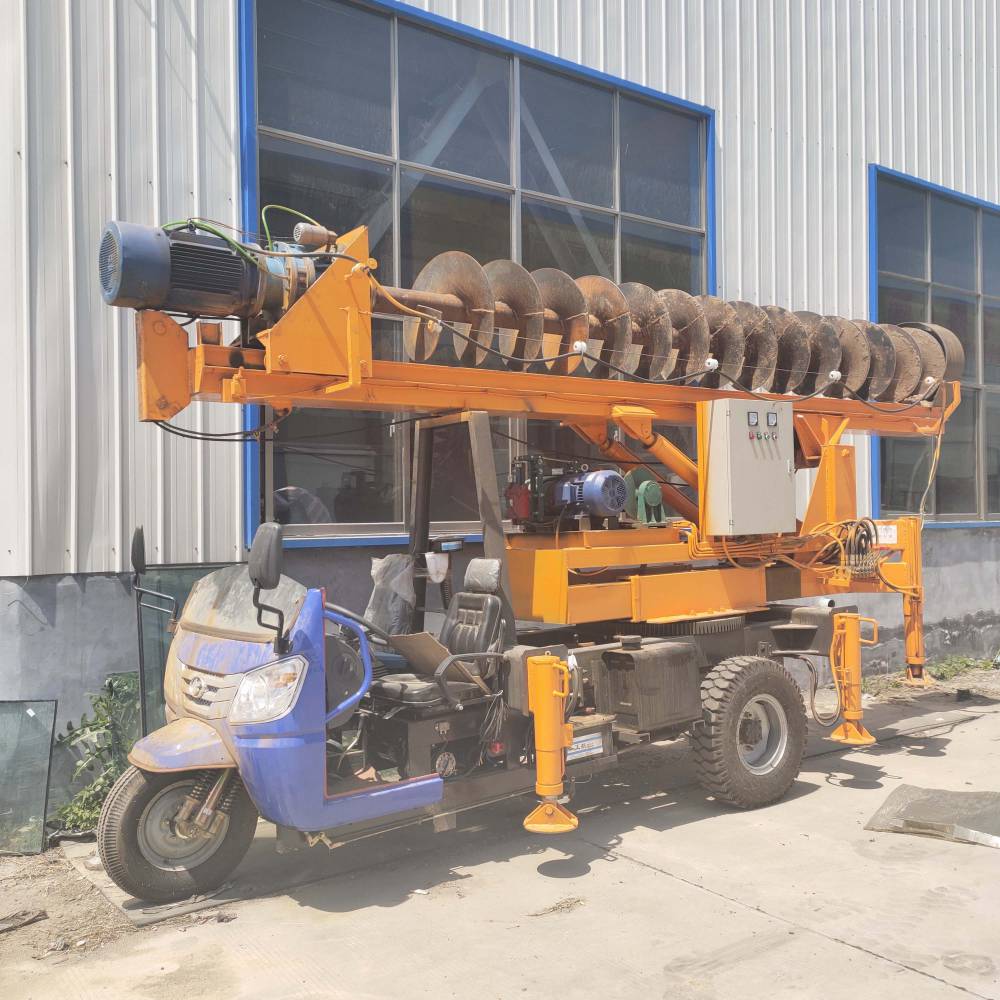 钻8米深三轮车打桩机三轮改装螺旋钻机狭窄空间施工螺旋钻孔机