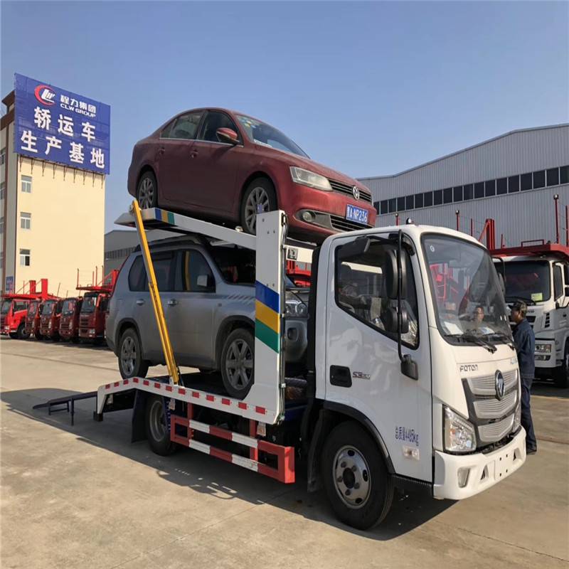 国六福田欧马可蓝牌二位板4米2轿运车上市