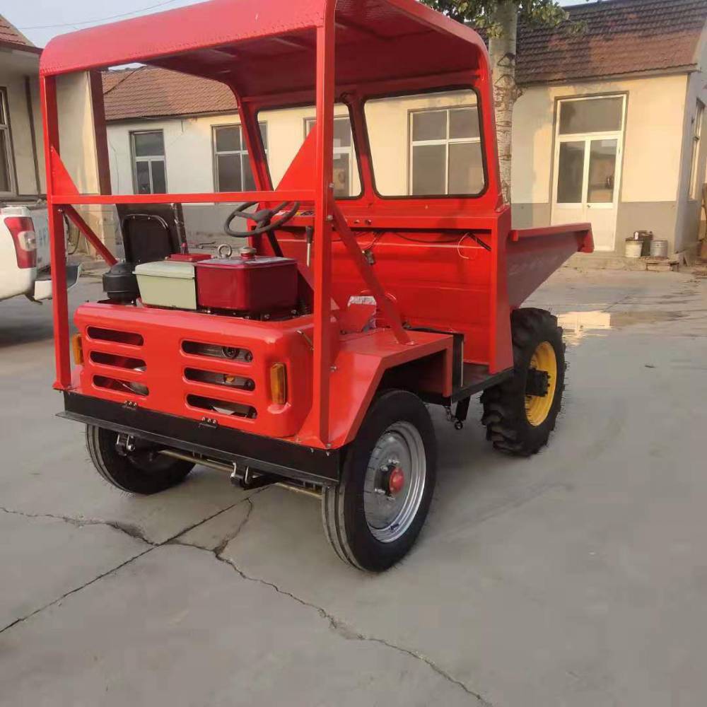 柴油工地卸料搬运翻斗车电启动前卸式四轮车定做柴油四驱前翻斗车
