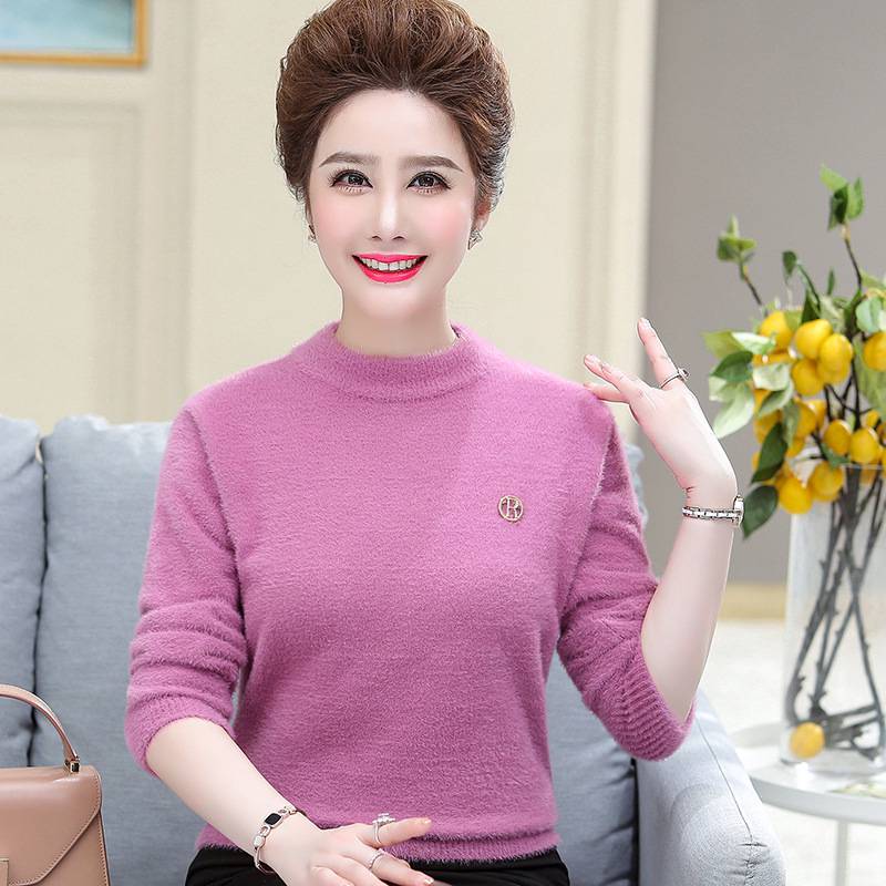 广州沙河服装批发宽松保暖毛衣上衣妈妈时尚洋气中老年妈妈女可以***的衣服