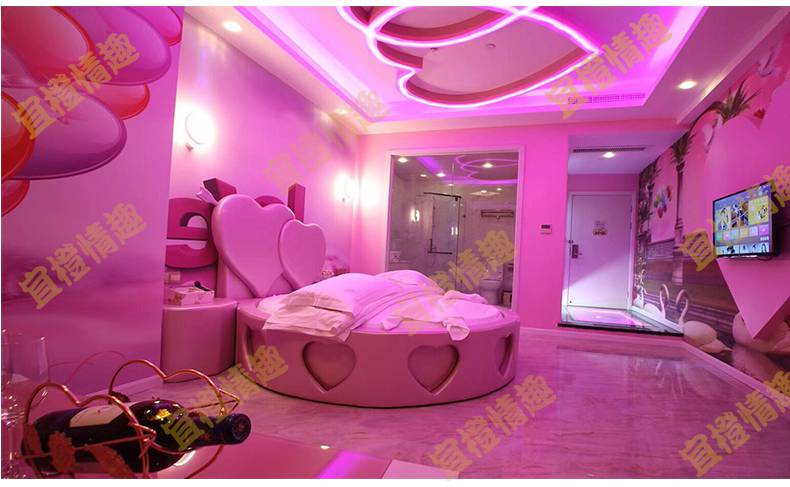 上海家具情趣视频主题床双人爱心大圆床情侣宾馆震动床电动水床