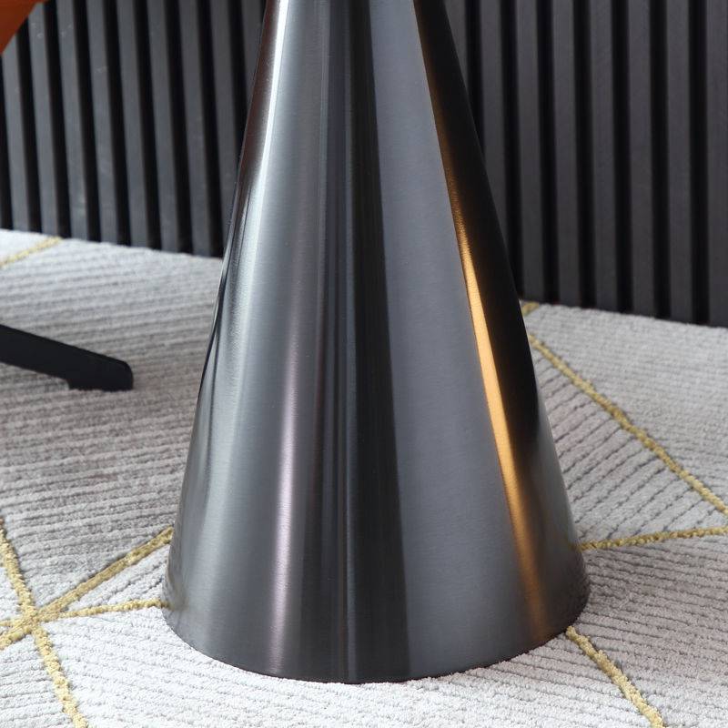 不锈钢小茶几边几锥形柱子圆形接待桌拉丝款钛金色黑色简约会客厅全国