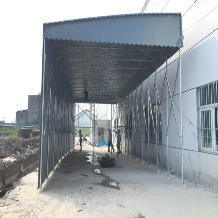 江门开平大型移动推拉雨蓬排挡收缩遮阳篷活动伸缩雨棚