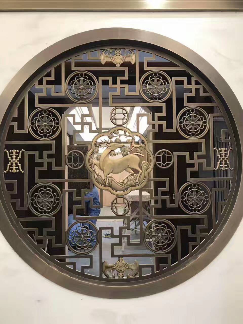 滨州定制屏风隔断图片别墅铜楼梯雕花护栏楼梯铜板精雕扶手铜栏杆来图设计