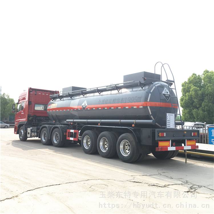 八类罐式拖车 特运牌全塑防腐槽罐 滚塑复合运输车