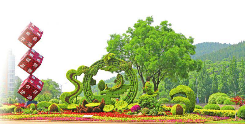 四川资阳中国结造型绿雕成都绿雕厂绿雕施工方案