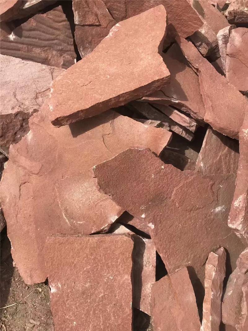 精妙绝伦红色碎拼石红色乱形文化石红色板岩碎拼石
