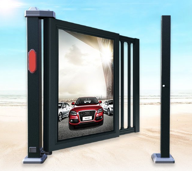 广西蓝腾小区智能开锁人行通道广告小门人脸检测伸缩广告门