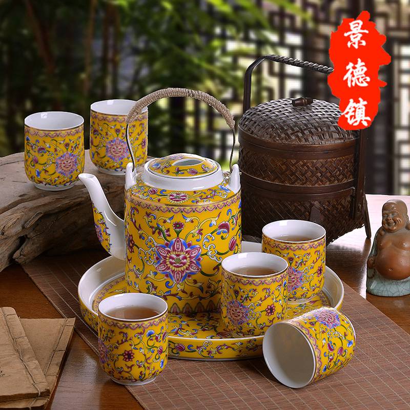 高白泥8头家用茶具珐琅彩茶具自用送礼合元陶瓷礼盒茶具套装中式传统 高白泥8头家用茶具珐琅彩茶具自用送礼合元陶瓷礼盒茶具套装中式传统