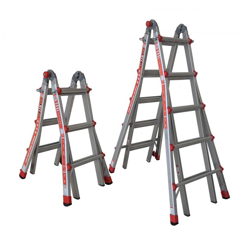 【惠州铝合金伸缩梯子 铝梯登高超长人字梯 多功能工程梯】图片