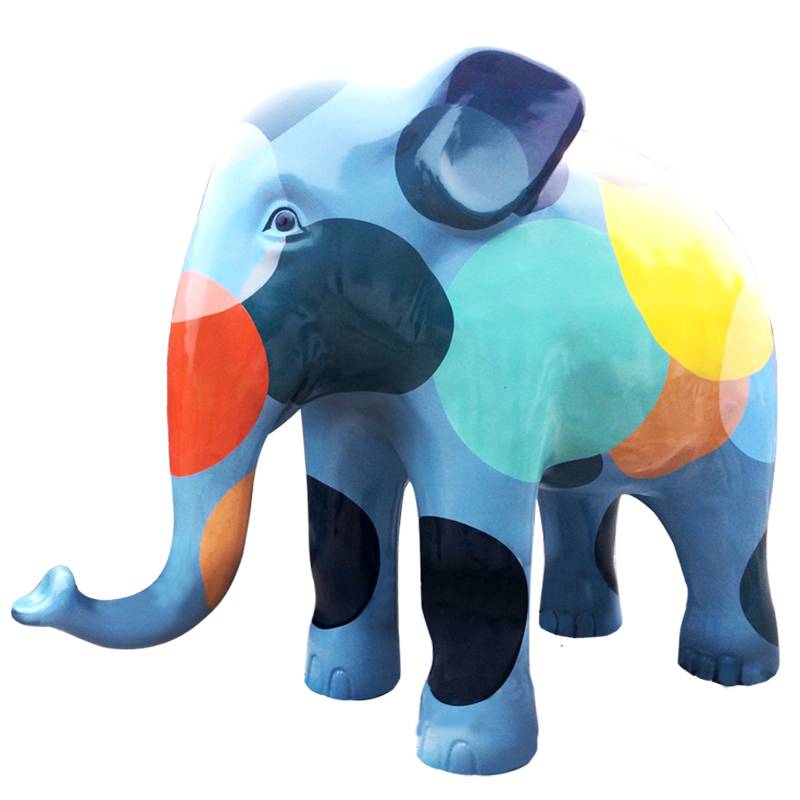 玻璃钢彩绘抽象卡通抽象大象雕塑大中小组雕户外动物园林景观摆件