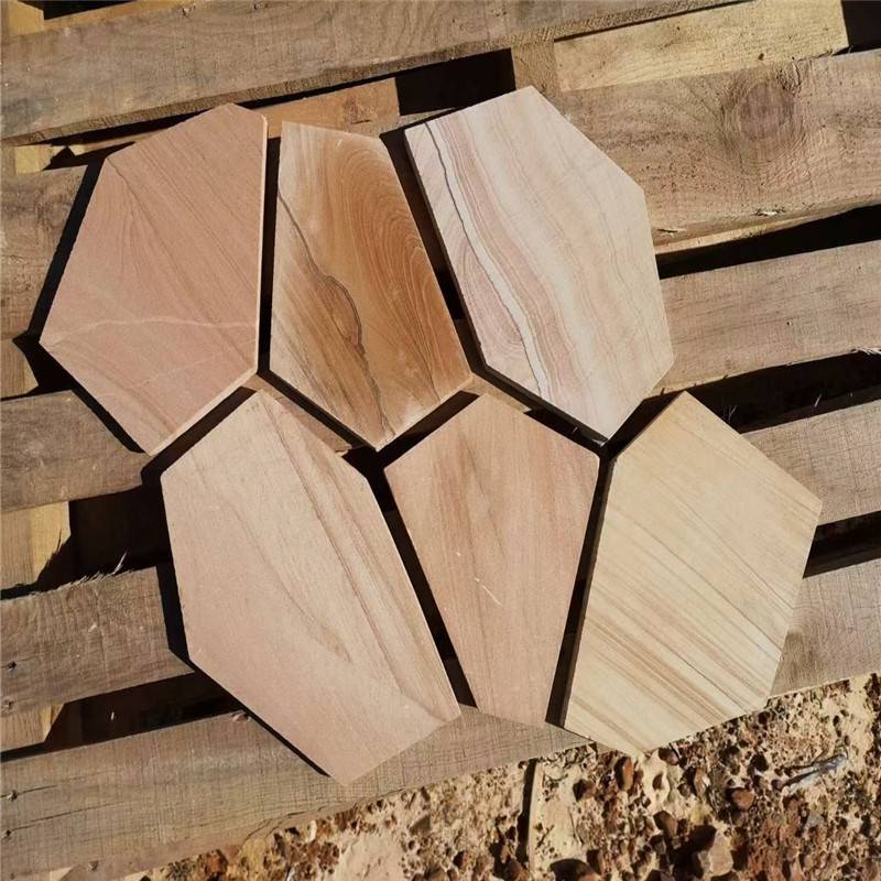 曲径通幽黄色碎拼石外墙贴片石黄色板岩片石