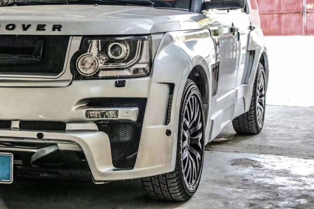 路虎发现34改装哈曼宽体大包围hamann前杠机盖排气轮眉中网