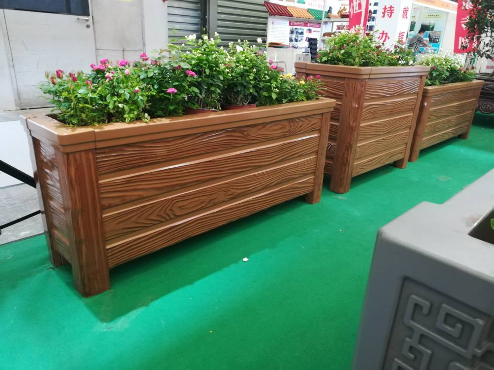 郑州天艺模具厂家园林景观搭配水泥仿木花箱户外组合式仿木花箱水泥花