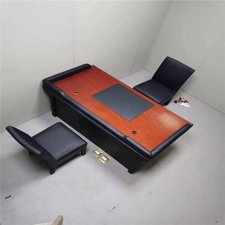 【询问室审讯台办公桌子 谈话室两人位软包桌椅组合】价格_厂家