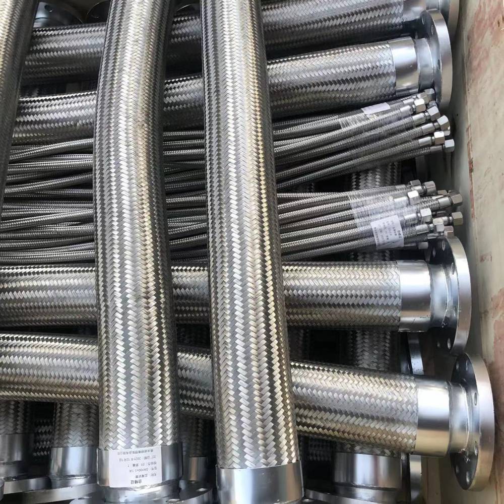 304不锈钢法兰式dn50高压钢丝编织金属软管蒸汽防爆波纹管