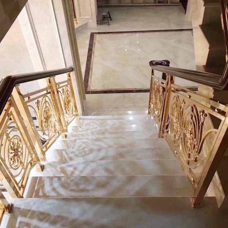 滨州定制屏风隔断图片别墅铜楼梯雕花护栏楼梯铜板精雕扶手铜栏杆来图设计