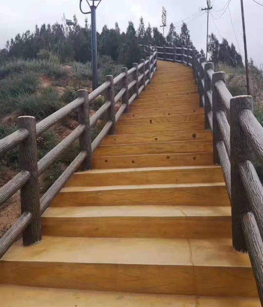 湖南邵阳市园林景区安装水泥仿木栏杆扶手艺高景观仿石围栏仿竹护栏