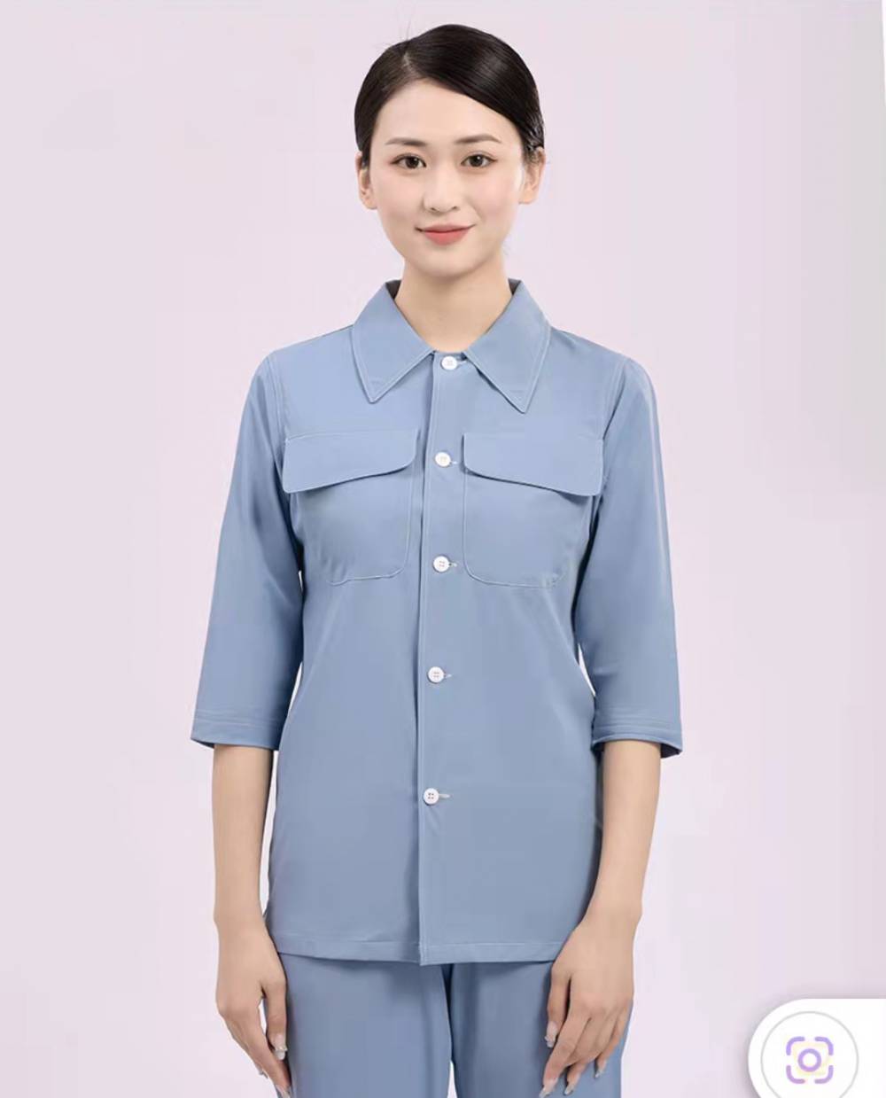 中山领夏季工作服套装女短袖洗手衣夏天薄款短袖劳保服图片