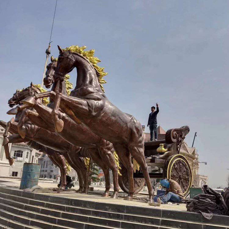 紫铜马车纯铜车黄铜马仿铜城市景观雕塑锻铜西方人物雕像】价格_厂家