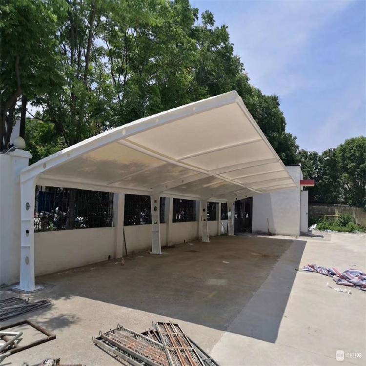 大同公交车站遮雨棚膜结构汽车棚阳光板车棚自行车棚安装