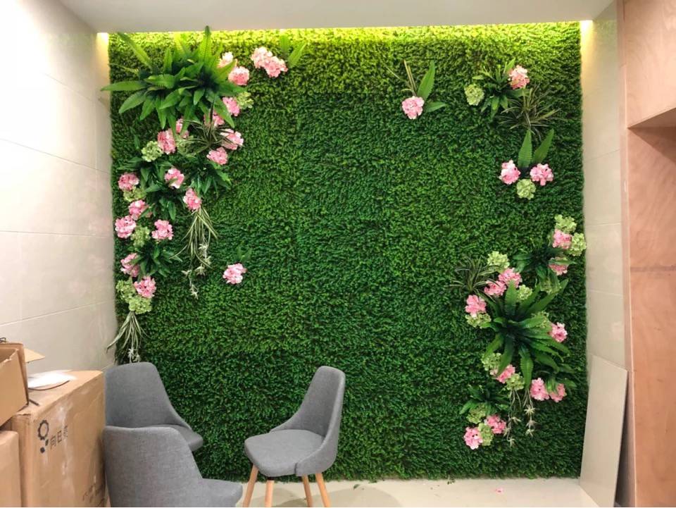 人造景观植物墙商场logo墙面装饰塑料花草墙仿真绿化背景墙