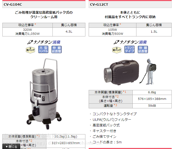 日立 クリーンルーム用掃除機 業務用掃除機 トランク型 CV-G12CT 日立