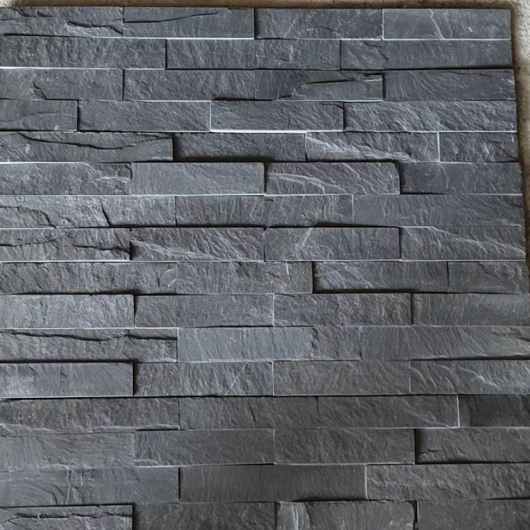 青石板墙砖天然仿古文化石组合板黑色流水板水幕墙室内外庭院墙砖