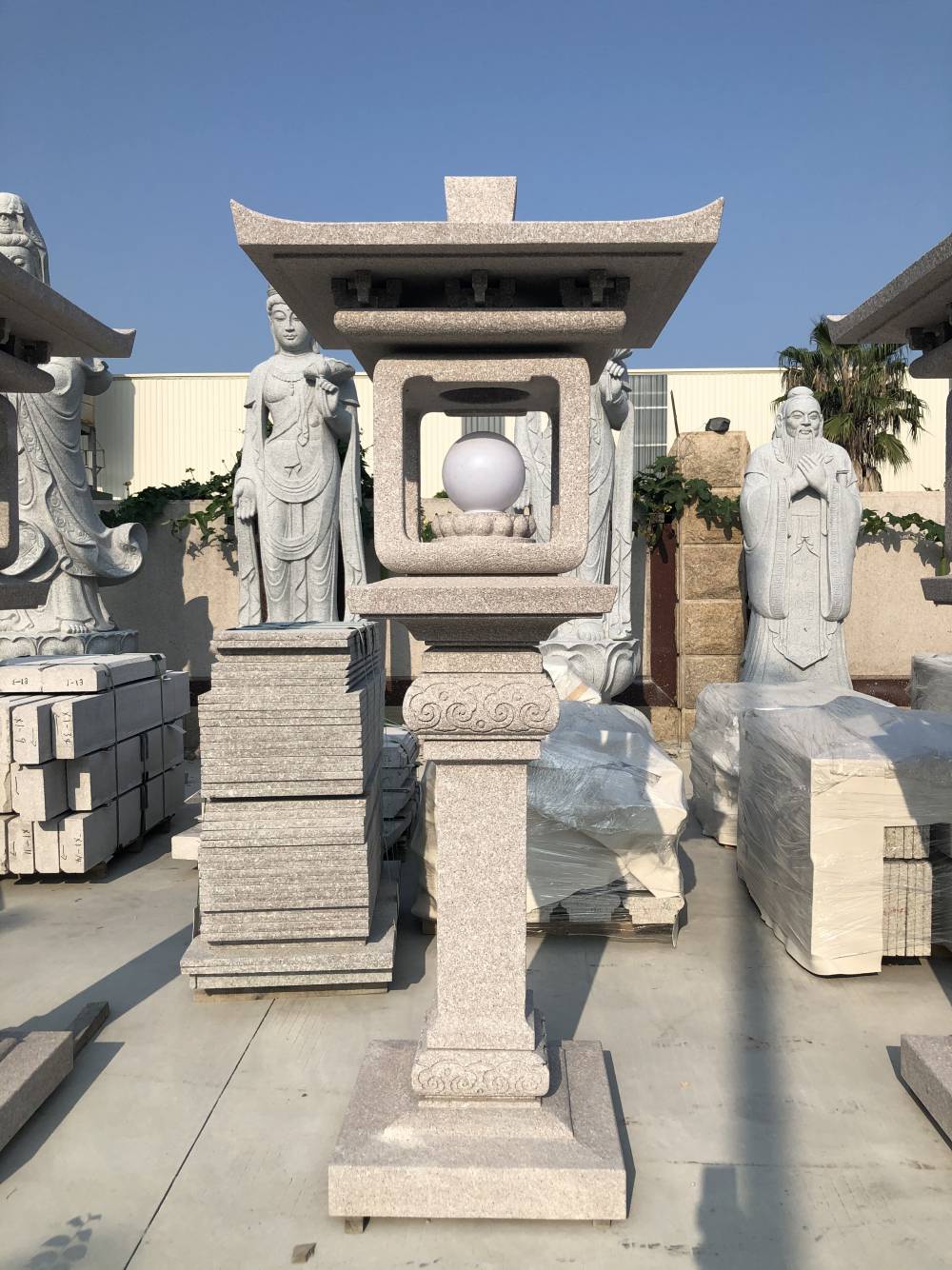 惠安海亨石业石雕石灯笼中式落地日式仿古庭院装饰石头灯户外摆件太阳