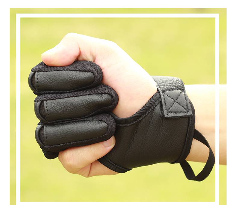 鹿皮三指手套护指射箭护具护手地中海指套反曲复合直拉弓射击配件