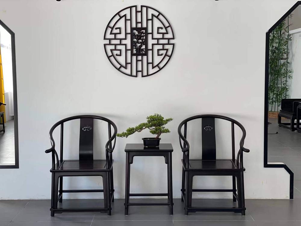 王世襄款明式圈椅小巧别致紫光檀麒麟圈椅3件套曲线苍劲有力