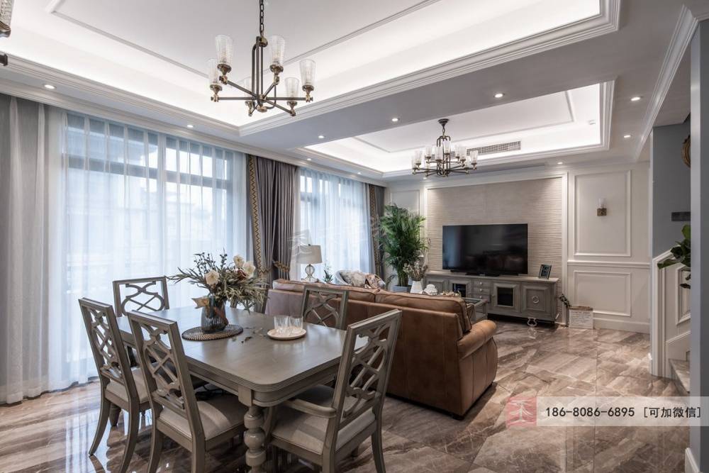 康桥融府叠拼别墅装修完工样板间叠下户型美式风格设计渝北天古装饰