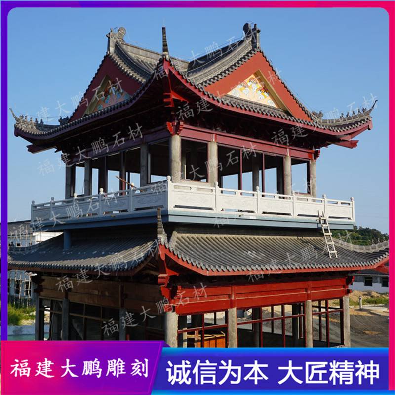 福建石栏杆厂家 大理石石材栏杆一米 河道石材护栏 福建石雕大鹏出品