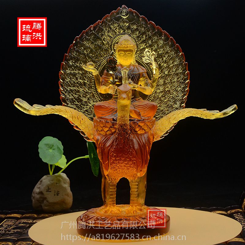 佛母大孔雀明王琉璃佛像 寺庙供奉孔雀大明王佛像定制 价格 厂家 中国供应商