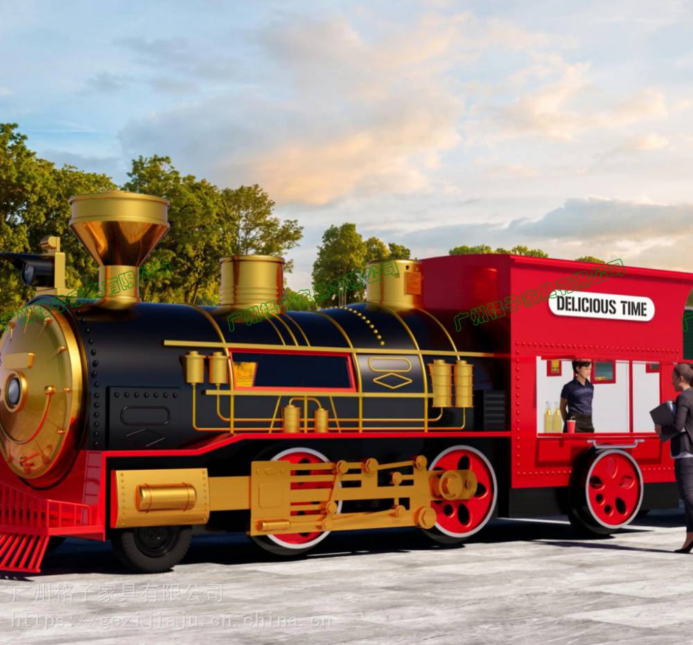 火车售卖亭火车造型小吃餐厅怀旧蒸汽火车小卖部商店花车