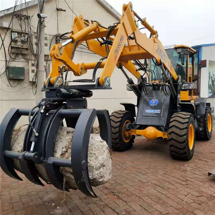 四驱装载机改装旋转抓木机 钢铁厂旋转抓钢机 加长臂4.5米抓车