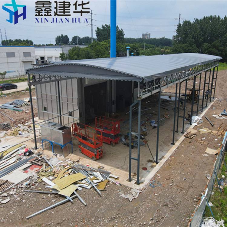 河北尚义过道上空搭建伸缩雨棚 高质量移动推拉篷供应商