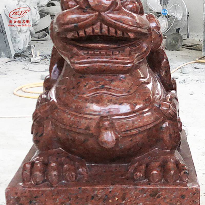 石雕貔貅厂家庭院别墅门口印度红貔貅神兽祥瑞雕塑摆件可定做mx